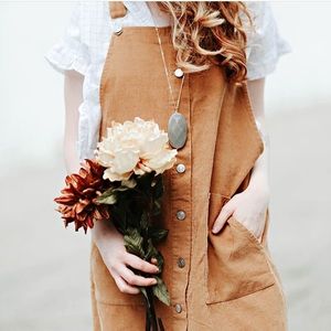 Tan Corduroy Overalls Dress